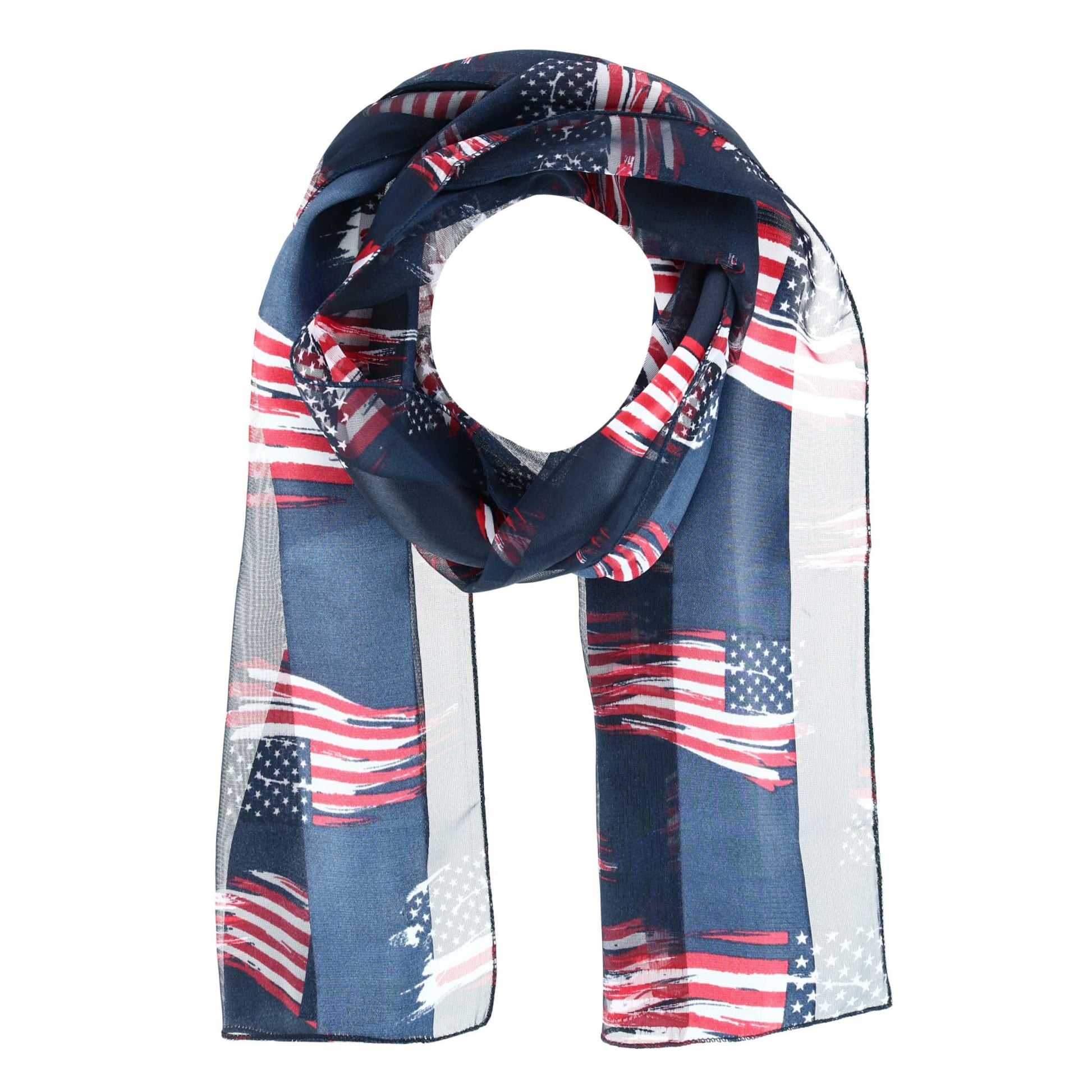CTM® Women's American Flag Print Lightweight Scarf