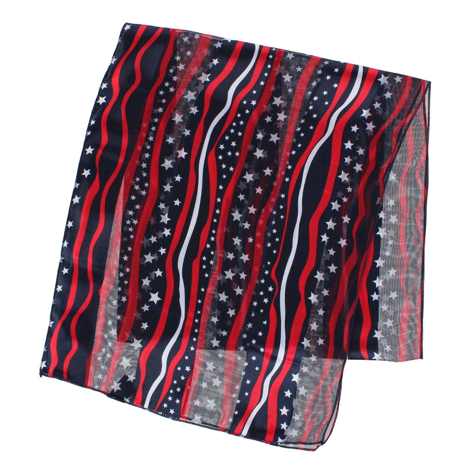 CTM® Women's Satin American Stars and Stripes Lightweight Scarf - Navy