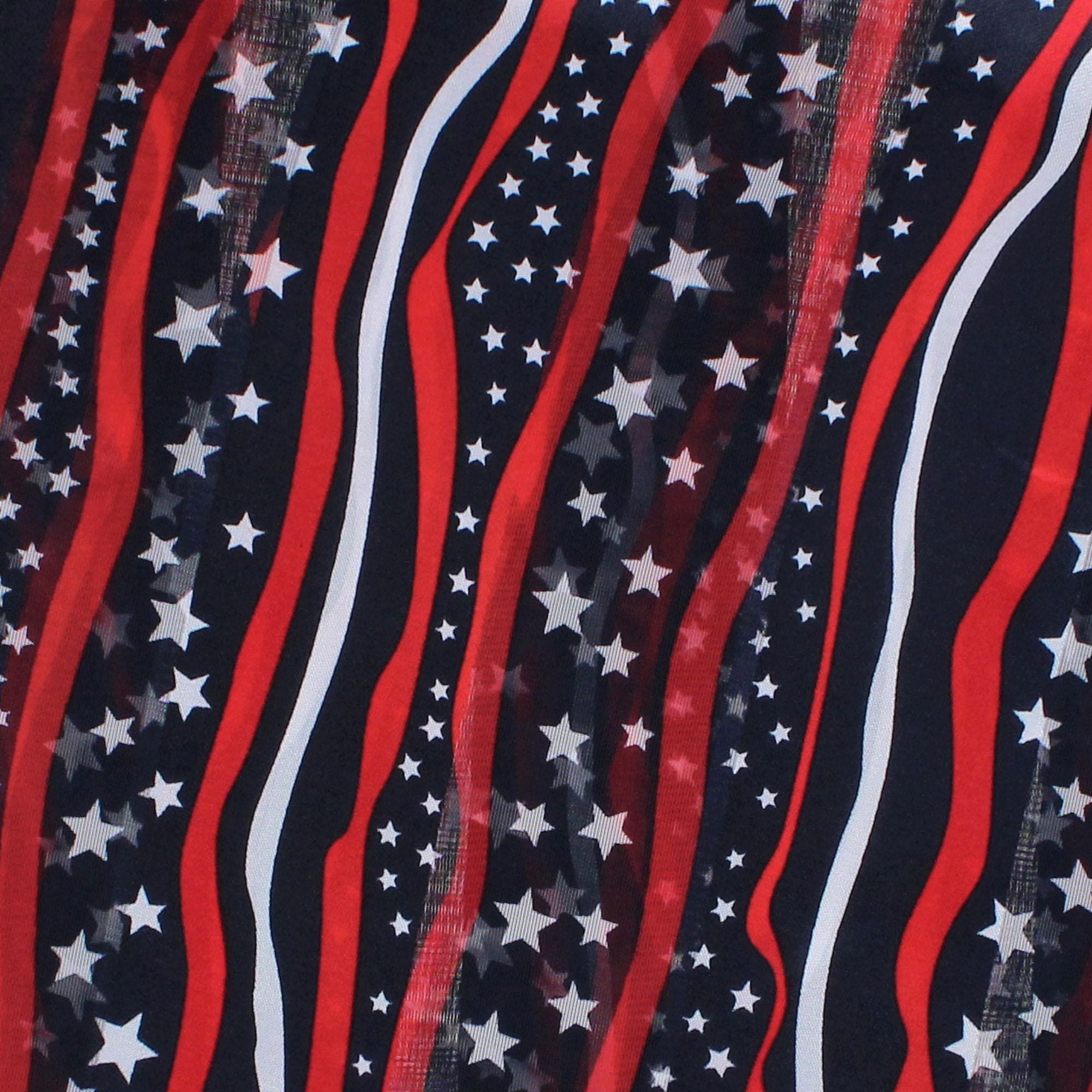 CTM® Women's Satin American Stars and Stripes Lightweight Scarf - Navy