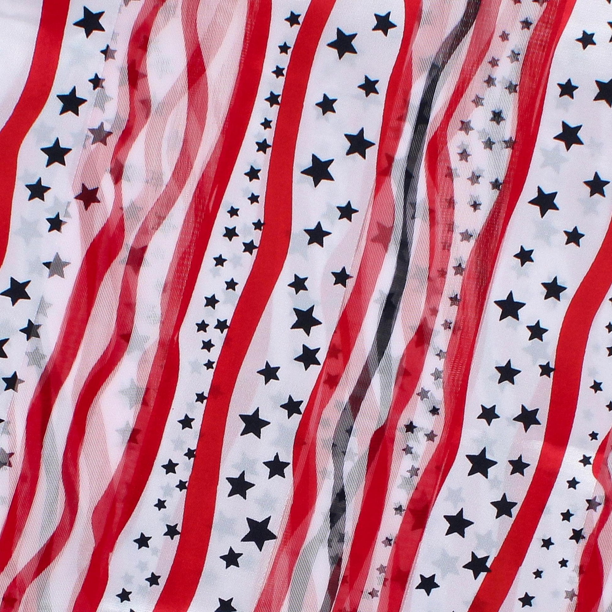 CTM® Women's Satin American Stars and Stripes Lightweight Scarf - White