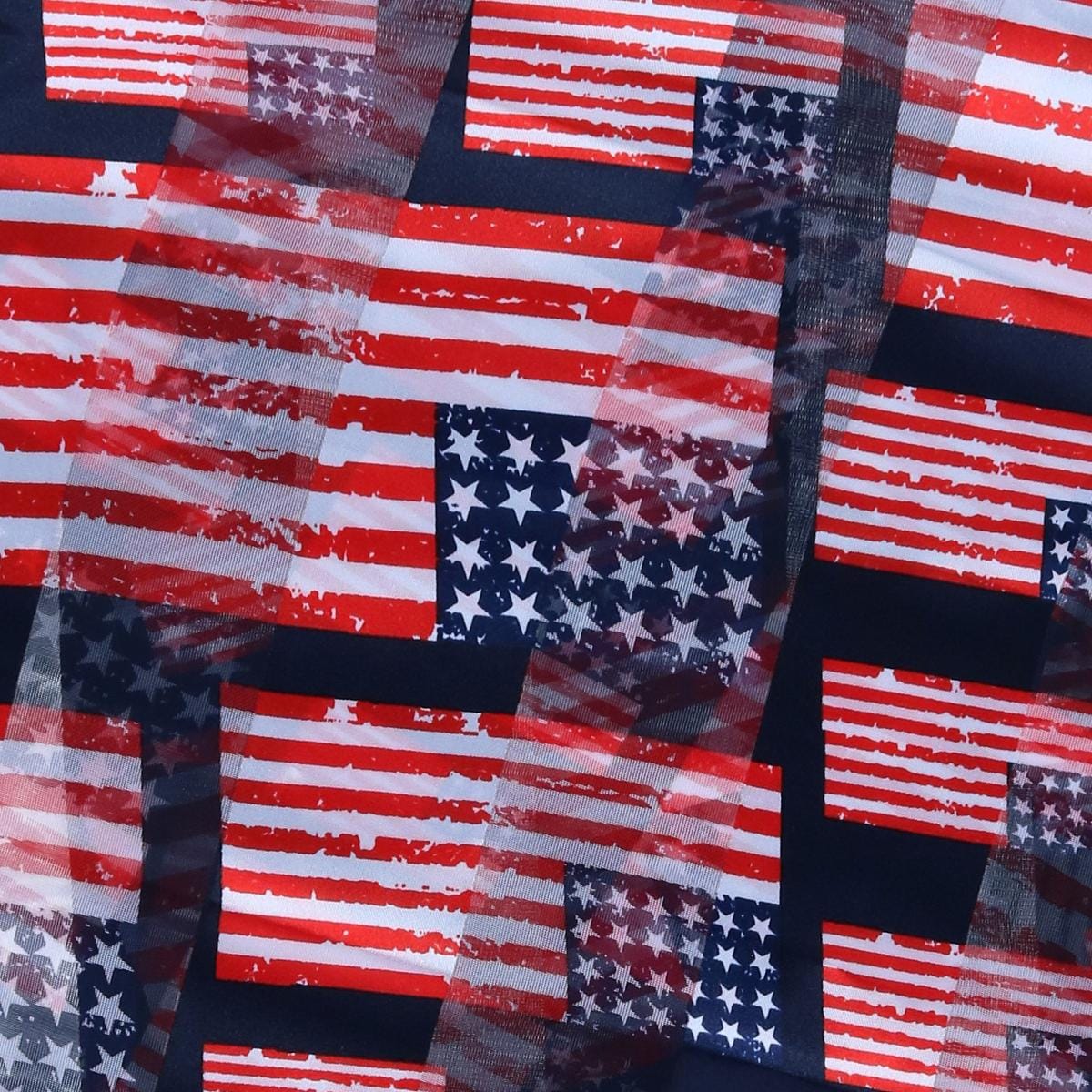 CTM® Women's Lightweight Satin American Flag Print Scarf - Navy