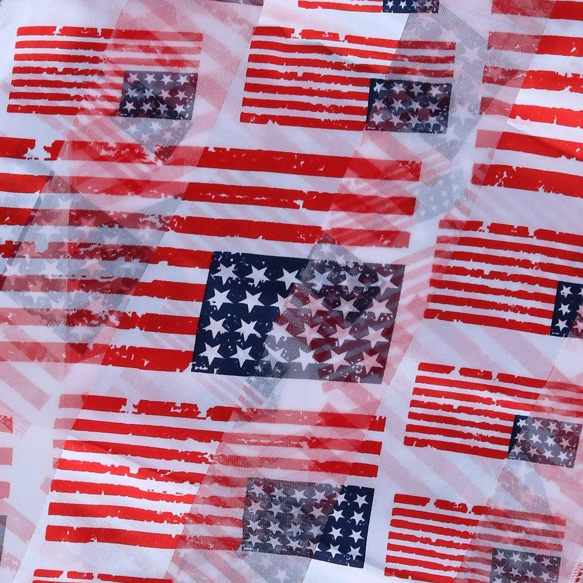 CTM® Women's Lightweight Satin American Flag Print Scarf - White