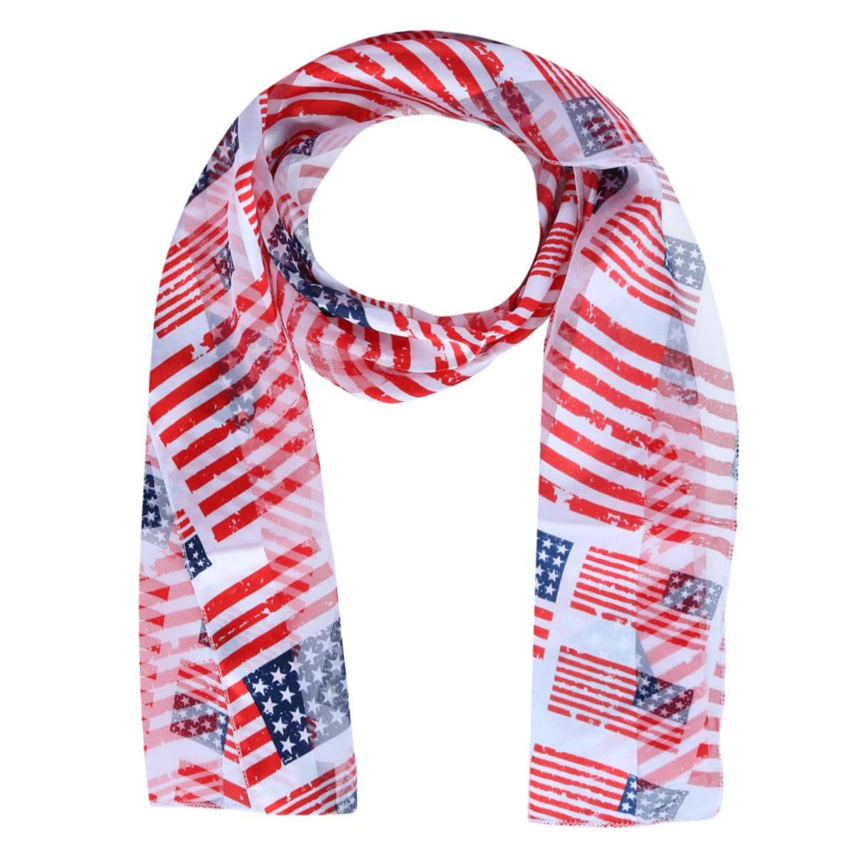 CTM® Women's Lightweight Satin American Flag Print Scarf - Women's Lightweight Satin American Flag Print Scarf