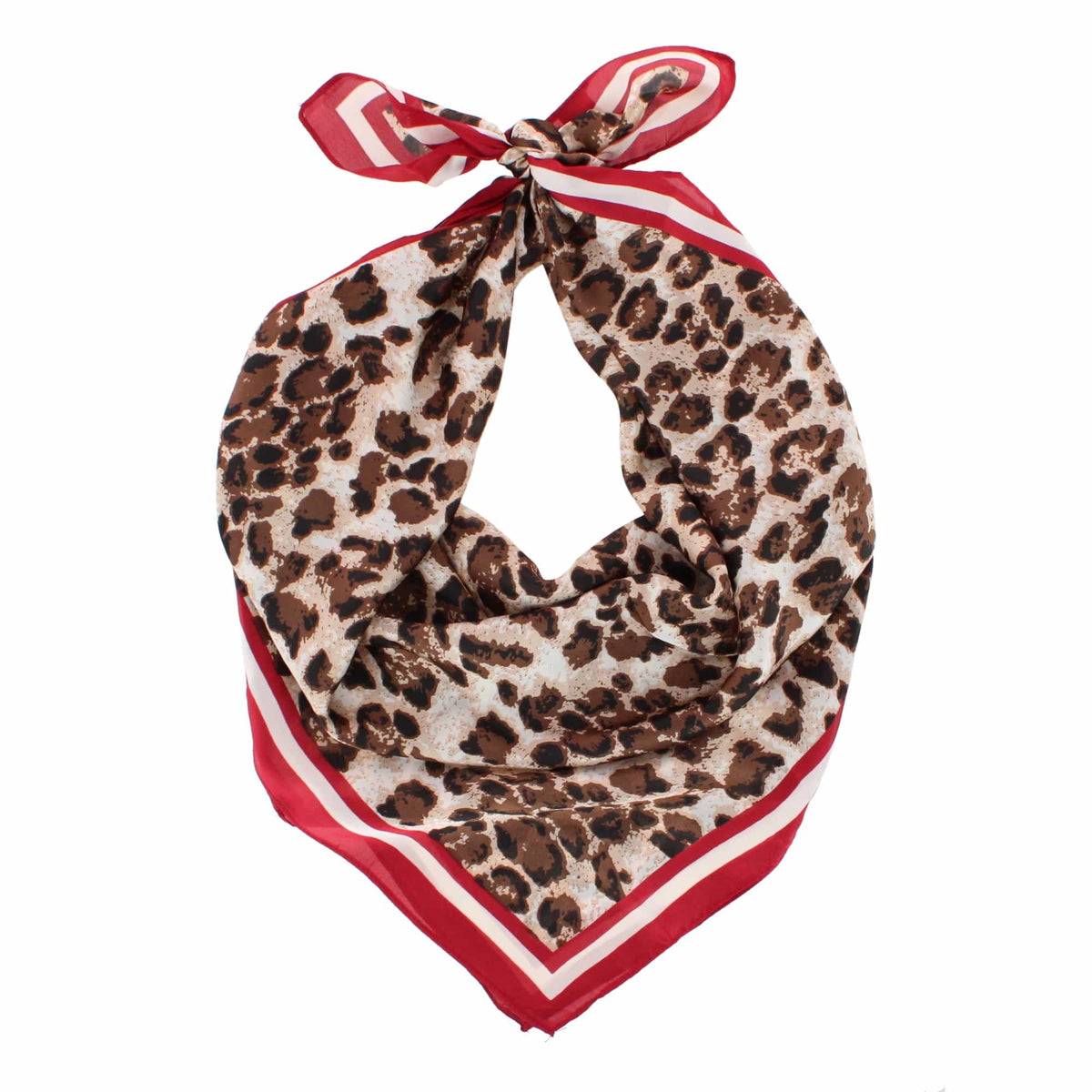 CTM® Women's Silky Feel Leopard Print Square Scarf - Red