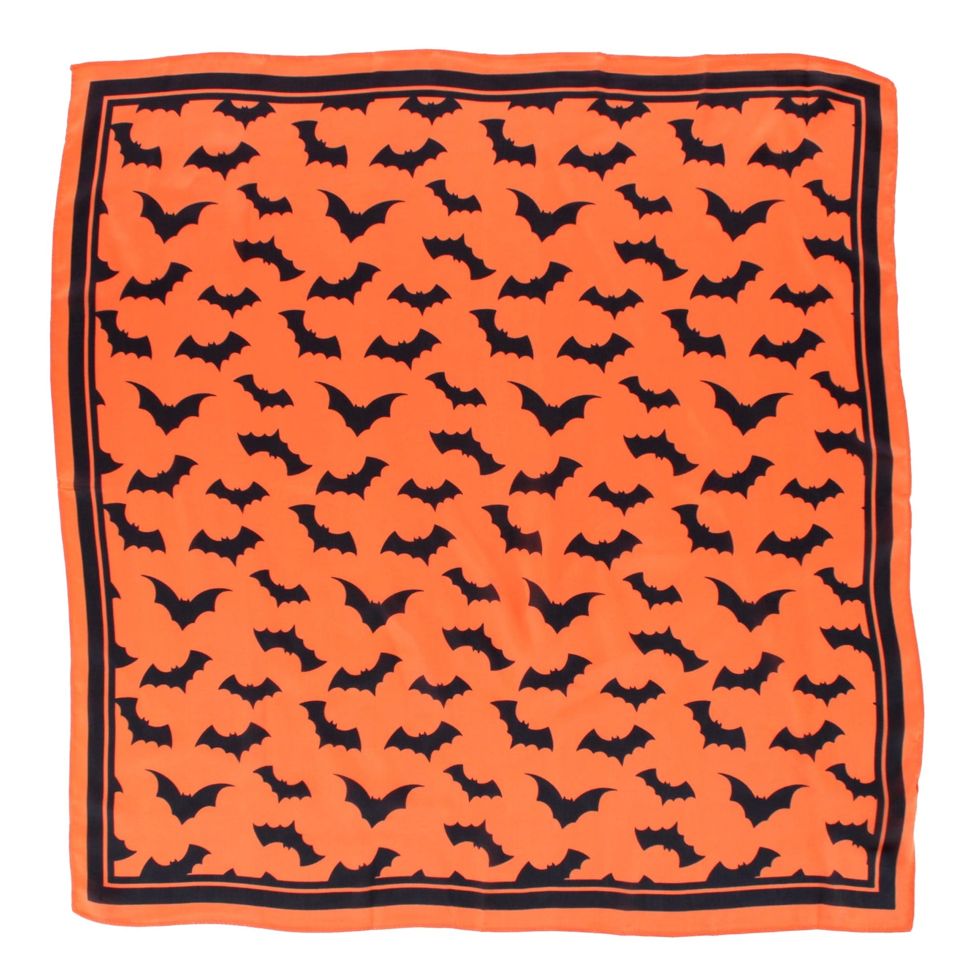 CTM® Women's Halloween Bat Pattern Silky Square Scarf - Orange