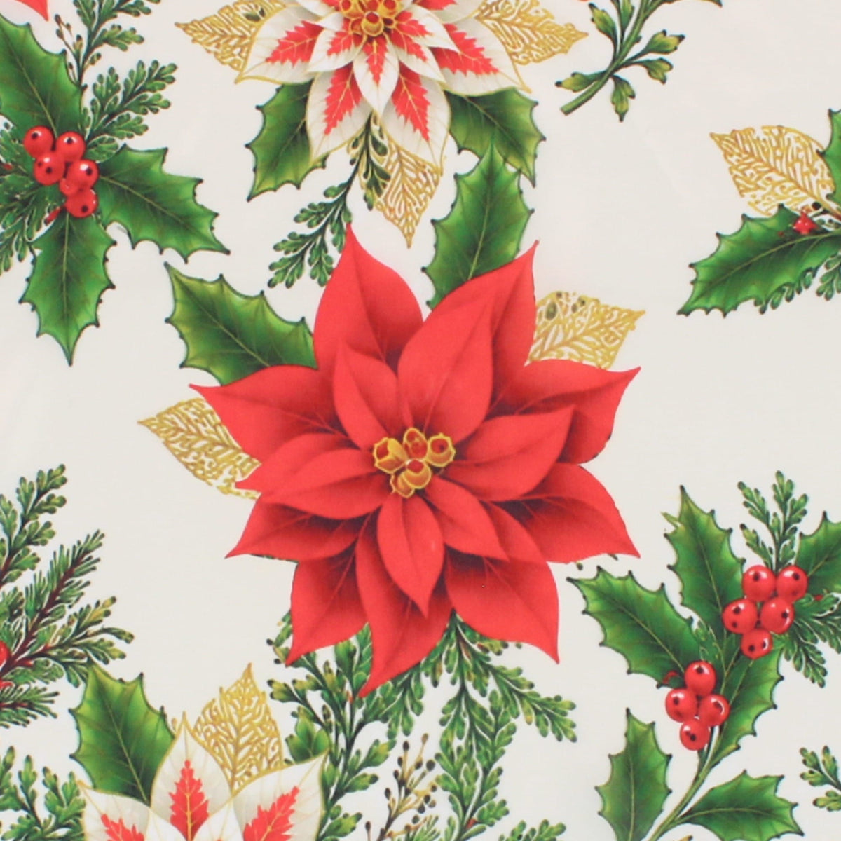 CTM® Women's Holiday Poinsettia Pattern Silky Square Scarf - Red