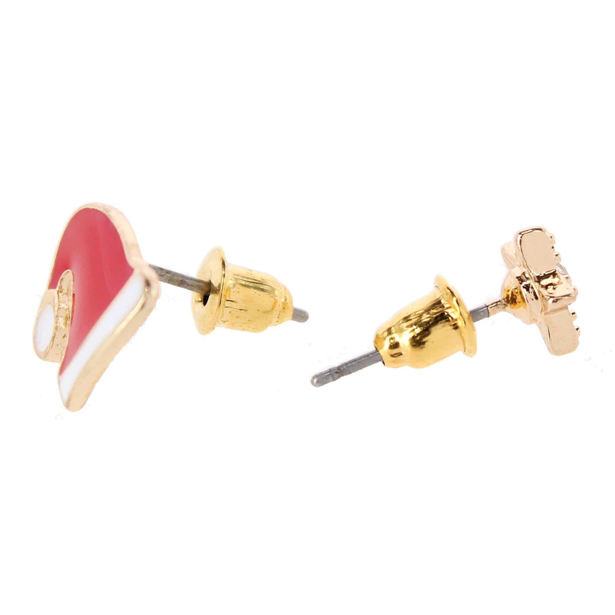 CTM® Women's 10-Pair Christmas Stud Earring Set Gold Finish Holiday Collection - Red (Santa Hat)