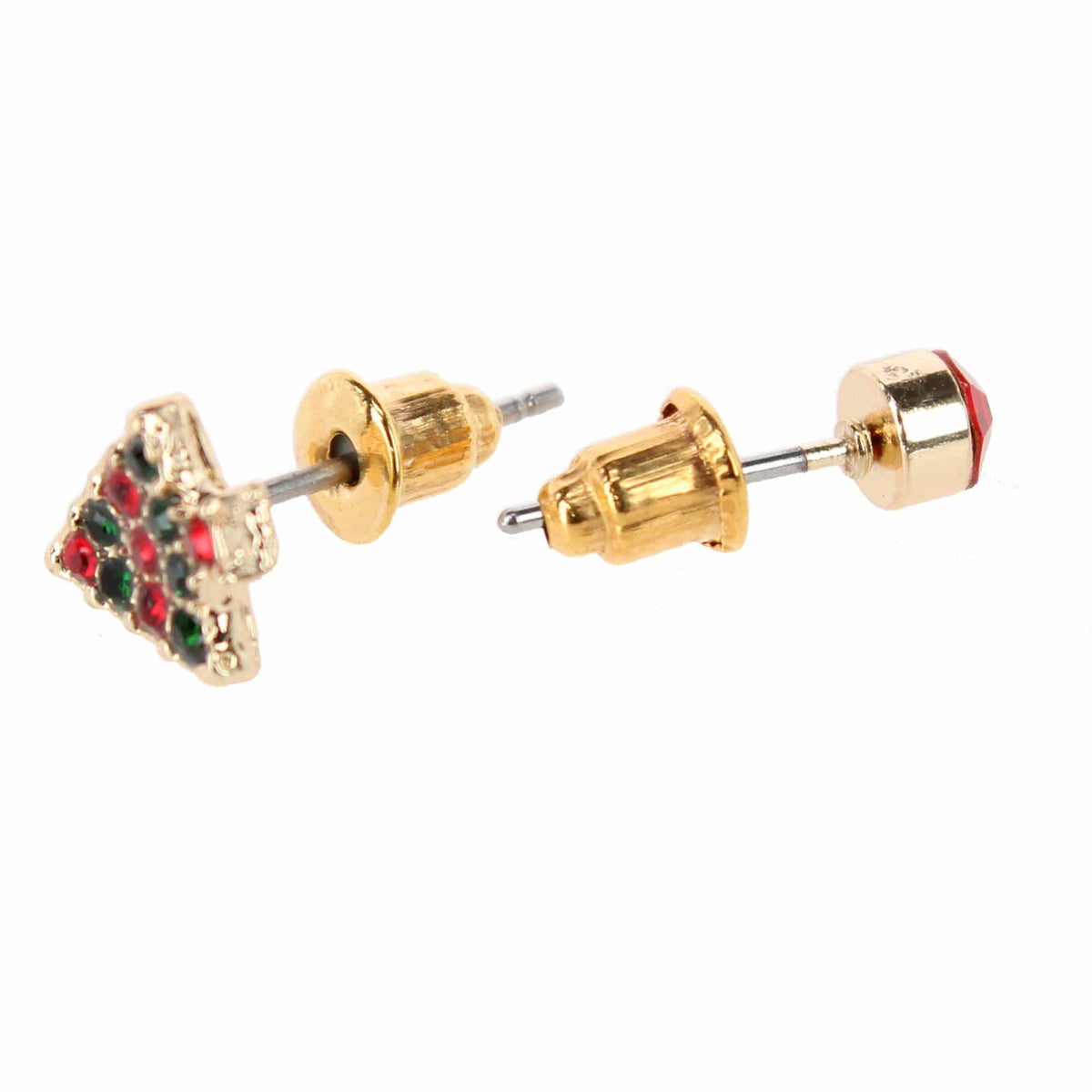 CTM® Women's 10-Pair Christmas Stud Earring Set Gold Finish Holiday Collection - White (Snowflake)