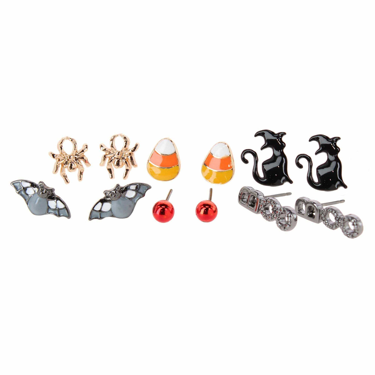 CTM® Women's 6-Pair Halloween Stud Earring Set with Post Backs