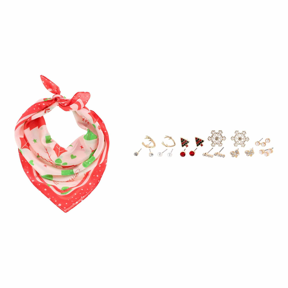 CTM® Women's Christmas Holiday Scarf & Earring Bundle