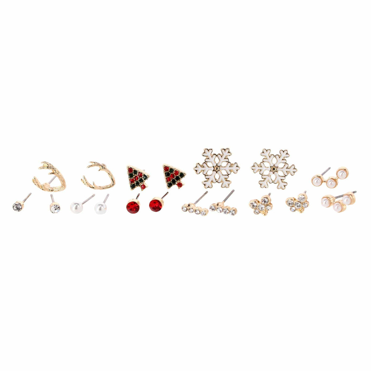 CTM® Women's Christmas Holiday Scarf & Earring Bundle - Red/White