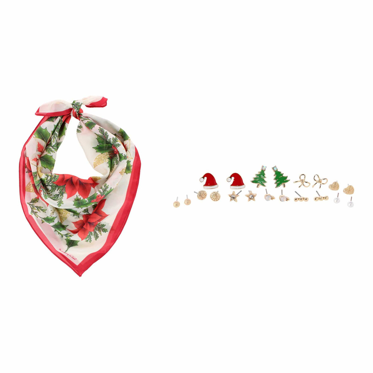 CTM® Holiday Scarf & Earring Set Bundle - Red