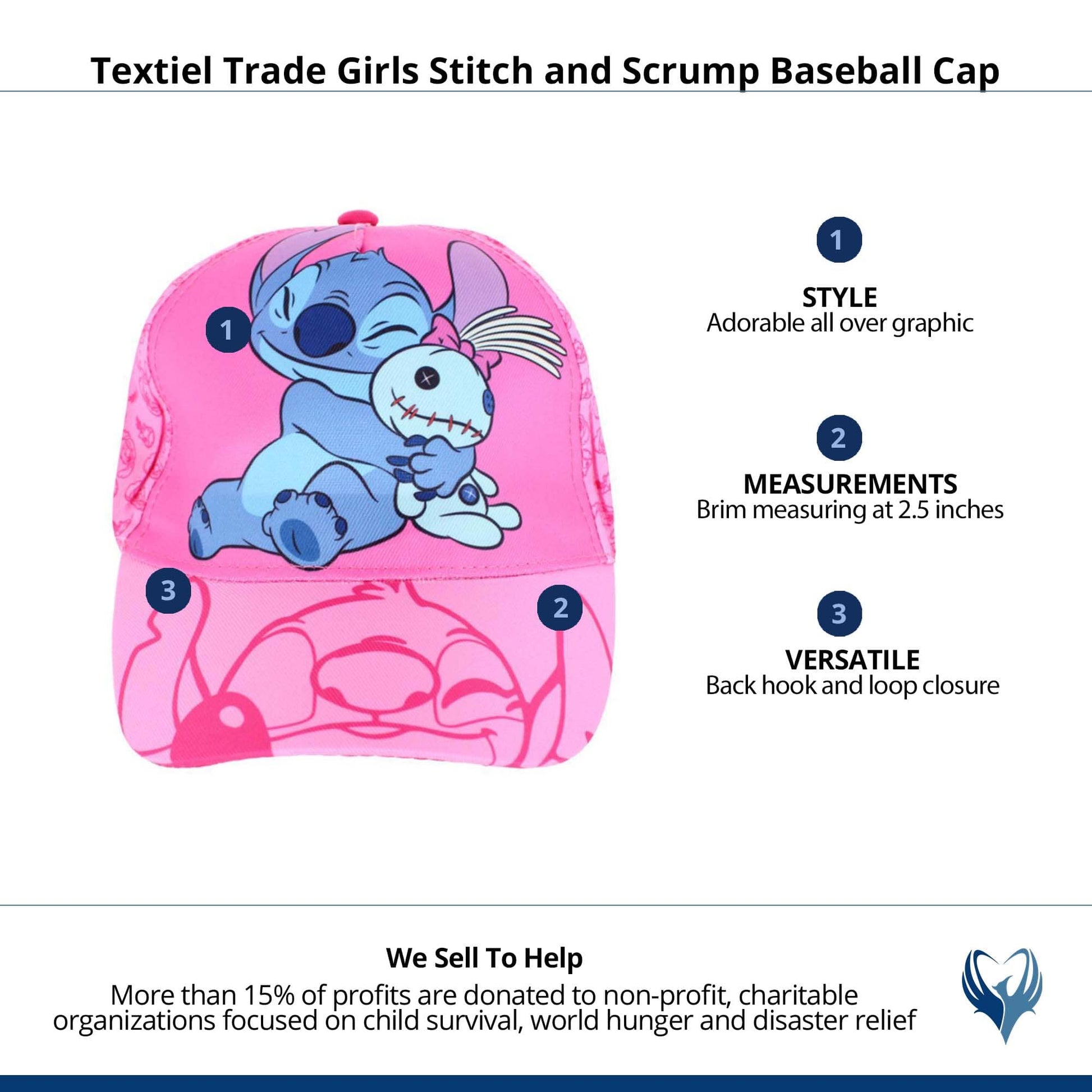 Textiel Trade Girls Stitch and Scrump Baseball Cap - Hot Pink