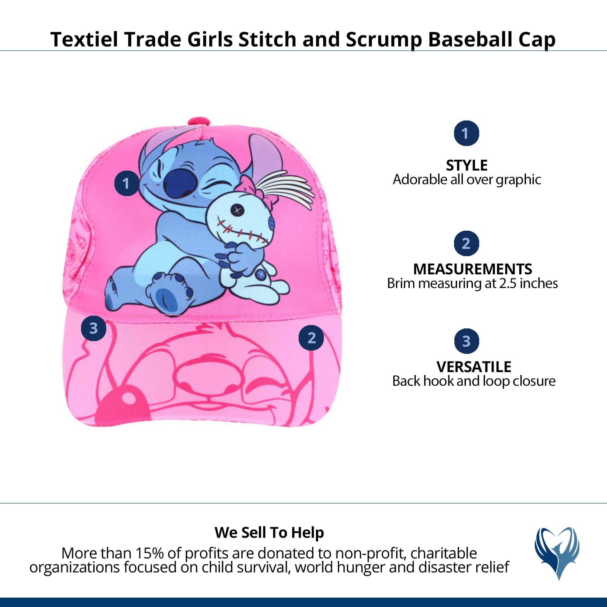 Textiel Trade Girls Stitch and Scrump Baseball Cap - Hot Pink