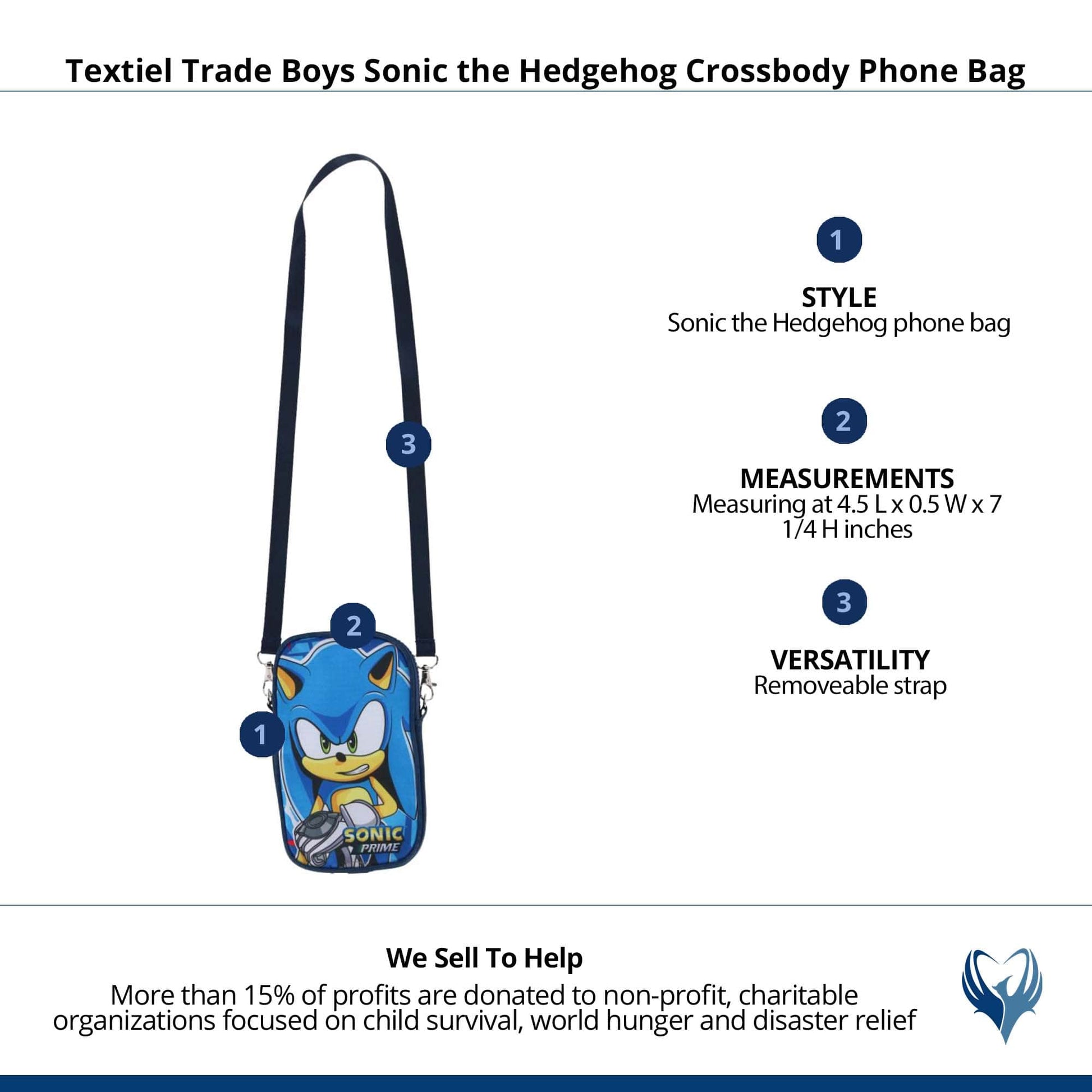 Textiel Trade Boys Sonic the Hedgehog Crossbody Phone Bag - Navy