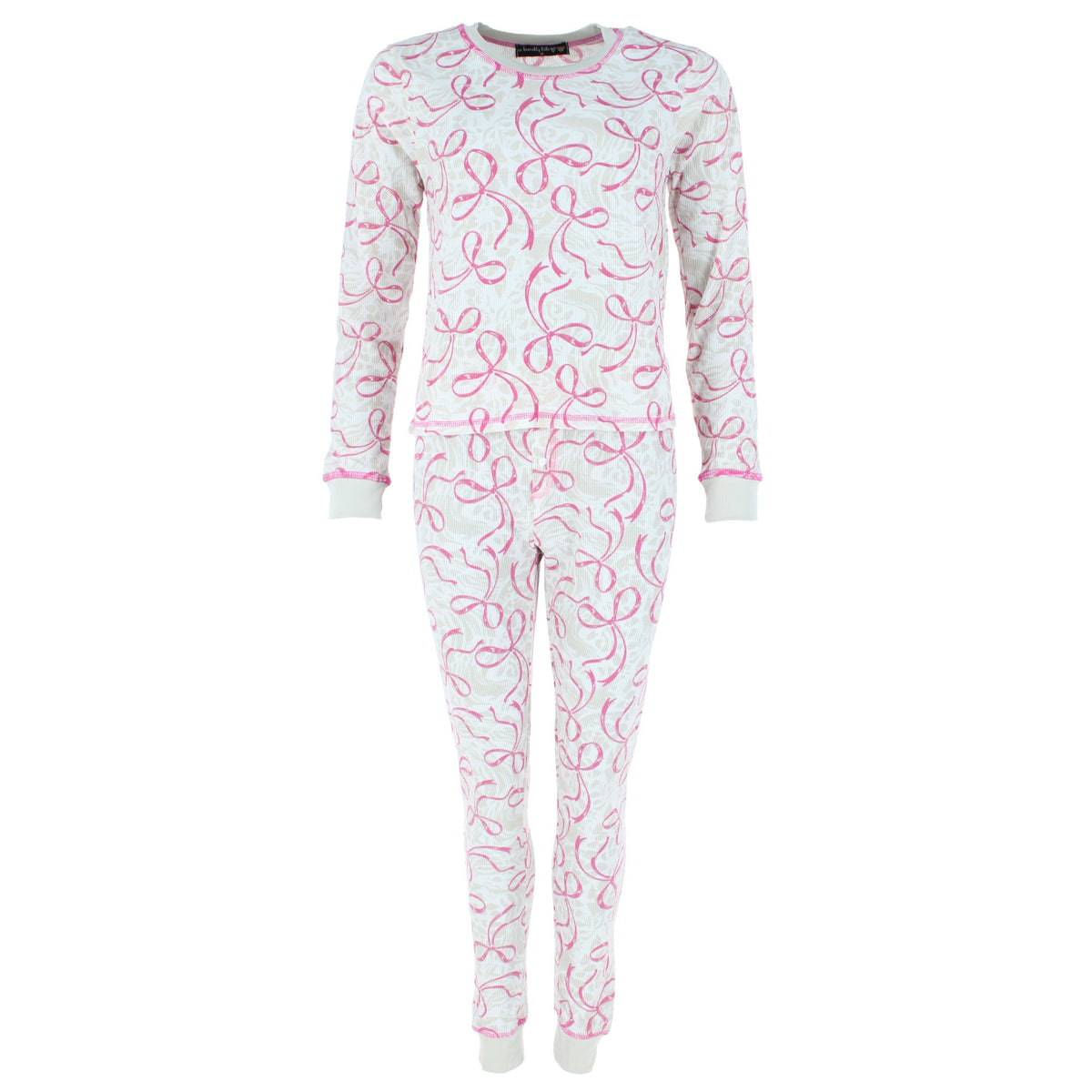 un-bearably cute Women's Bow Thermal Sleep Set with Mask - Grey
