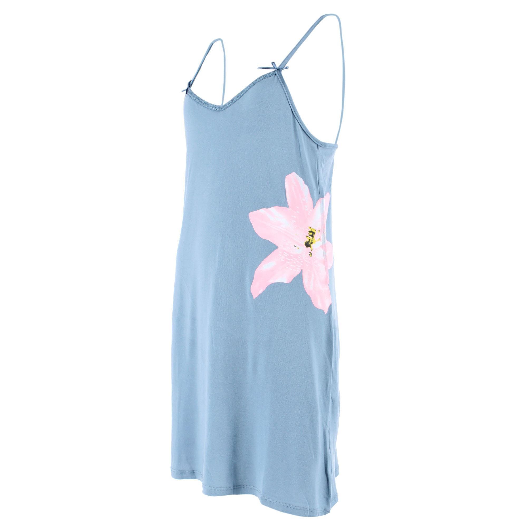 CTM® Women's Hibiscus Chemise Nightgown with Lace Edge - Denim