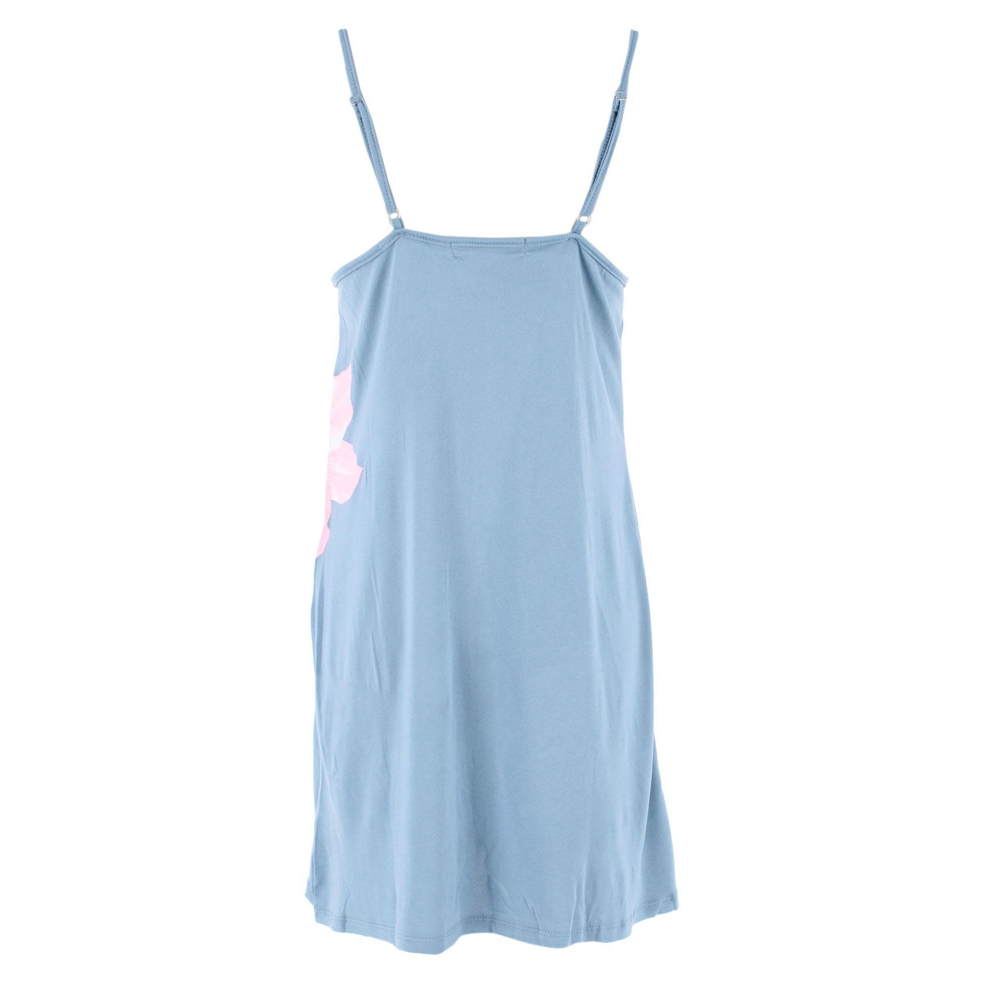 CTM® Women's Hibiscus Chemise Nightgown with Lace Edge - Denim