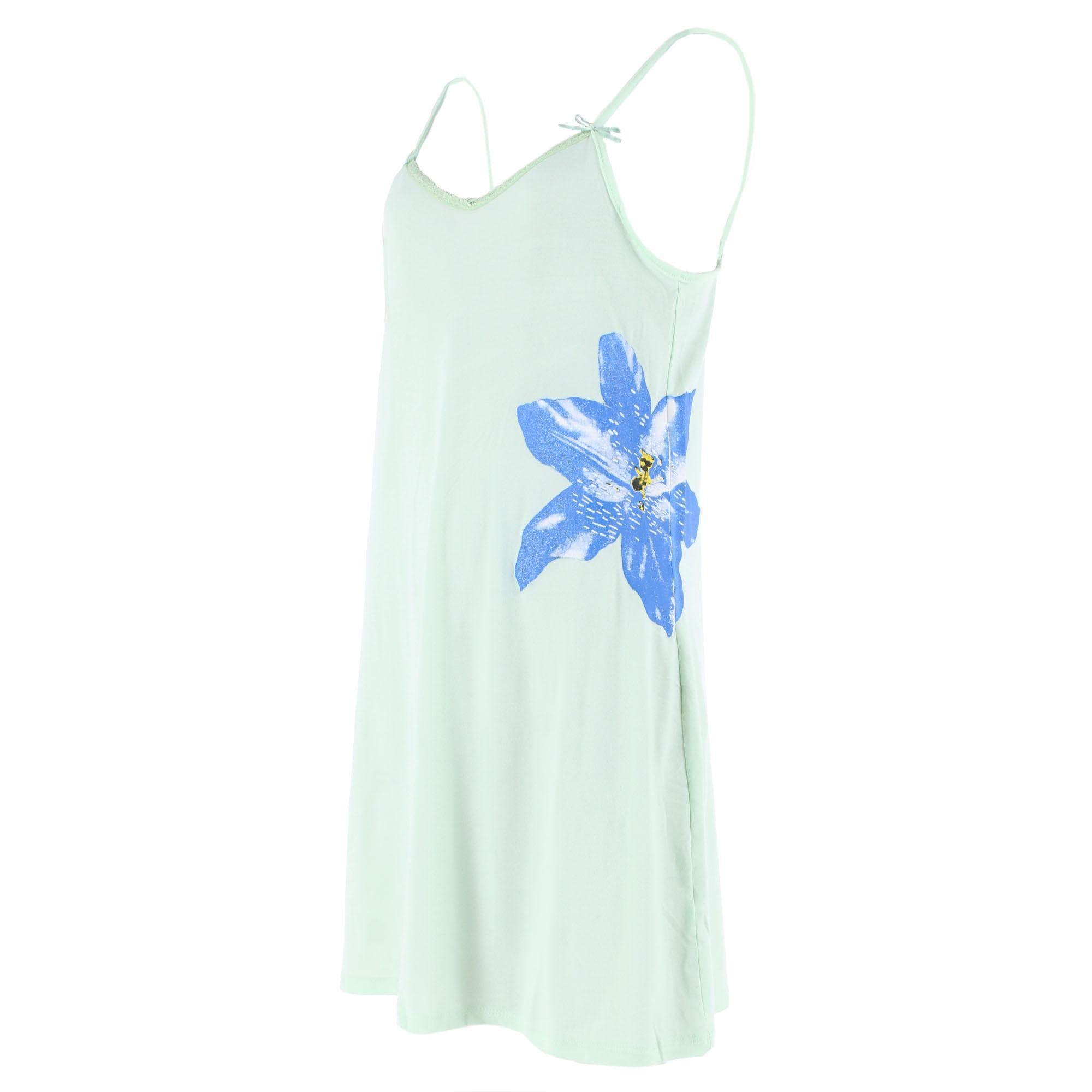 CTM® Women's Hibiscus Chemise Nightgown with Lace Edge - Aqua