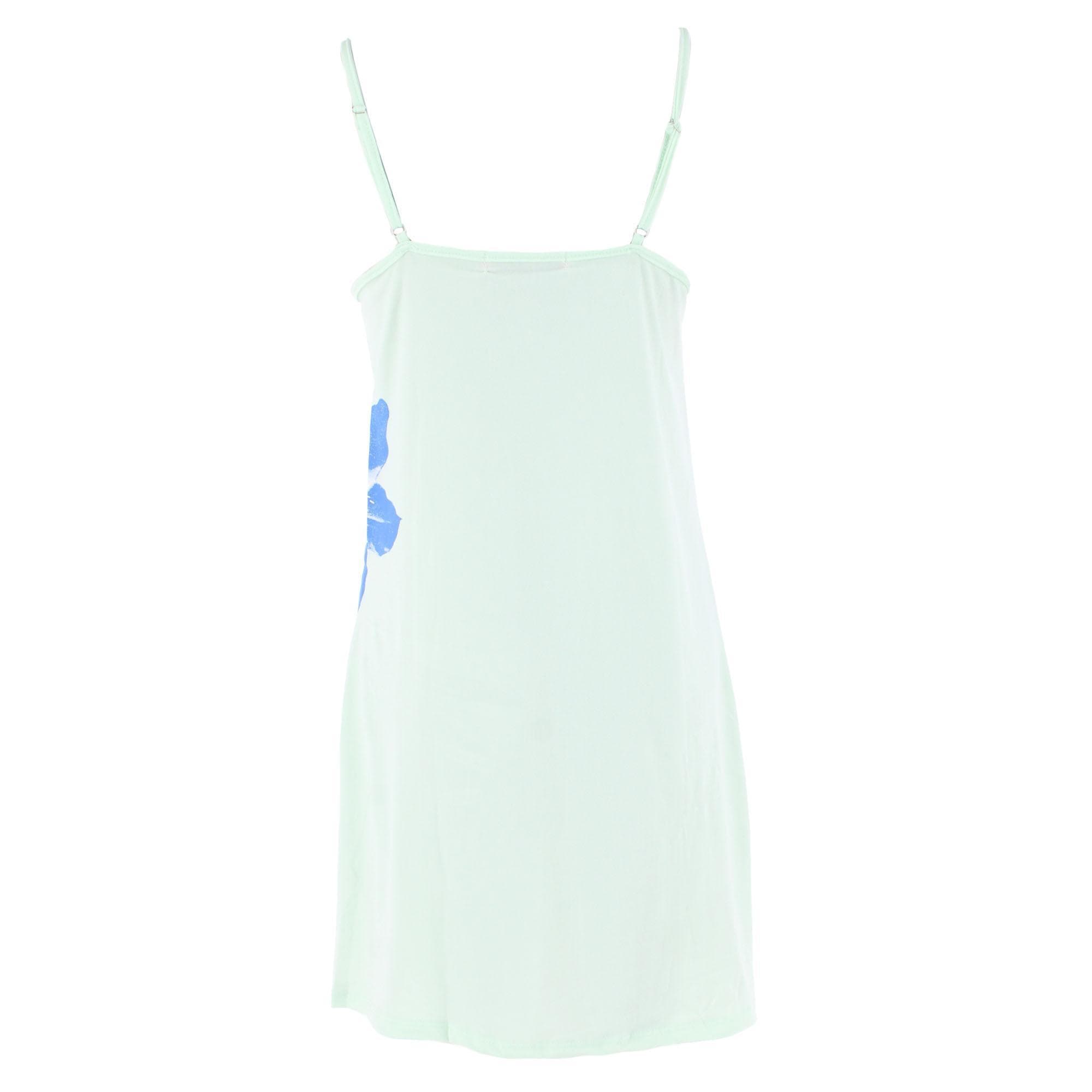 CTM® Women's Hibiscus Chemise Nightgown with Lace Edge - Aqua