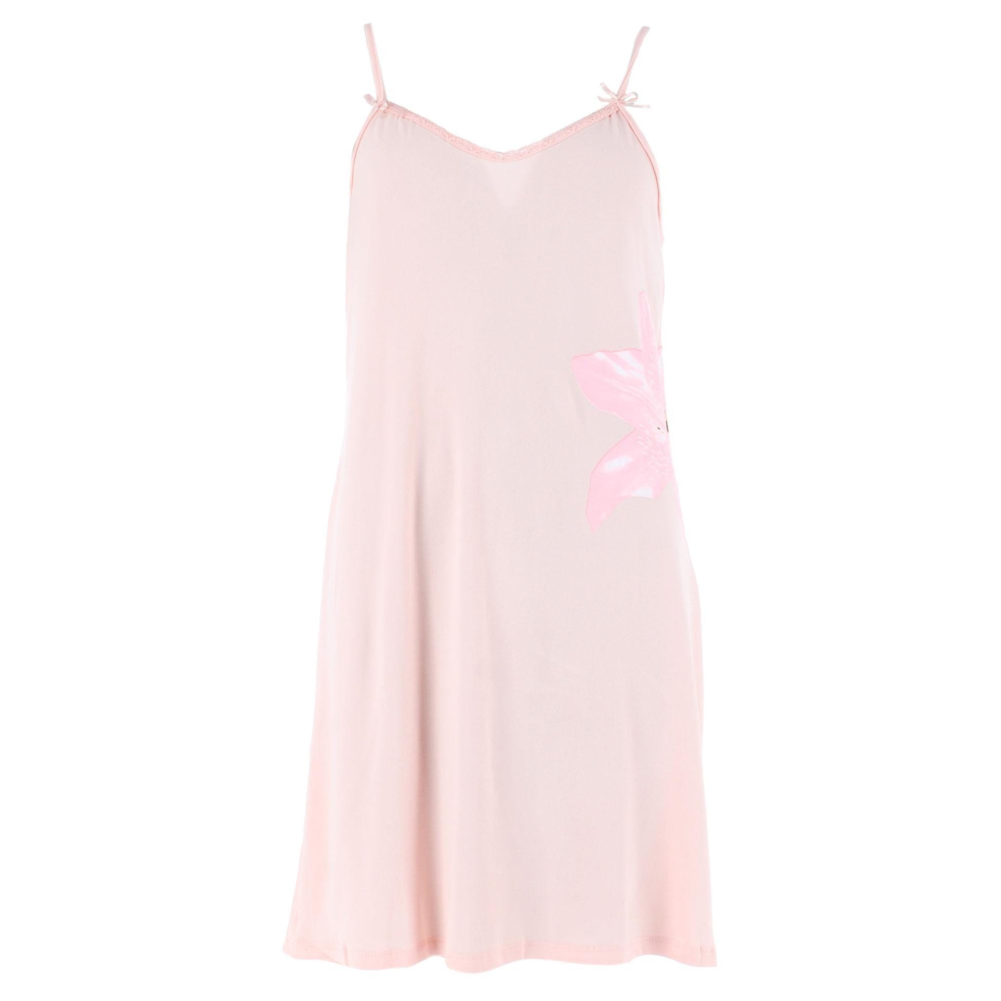CTM® Women's Hibiscus Chemise Nightgown with Lace Edge