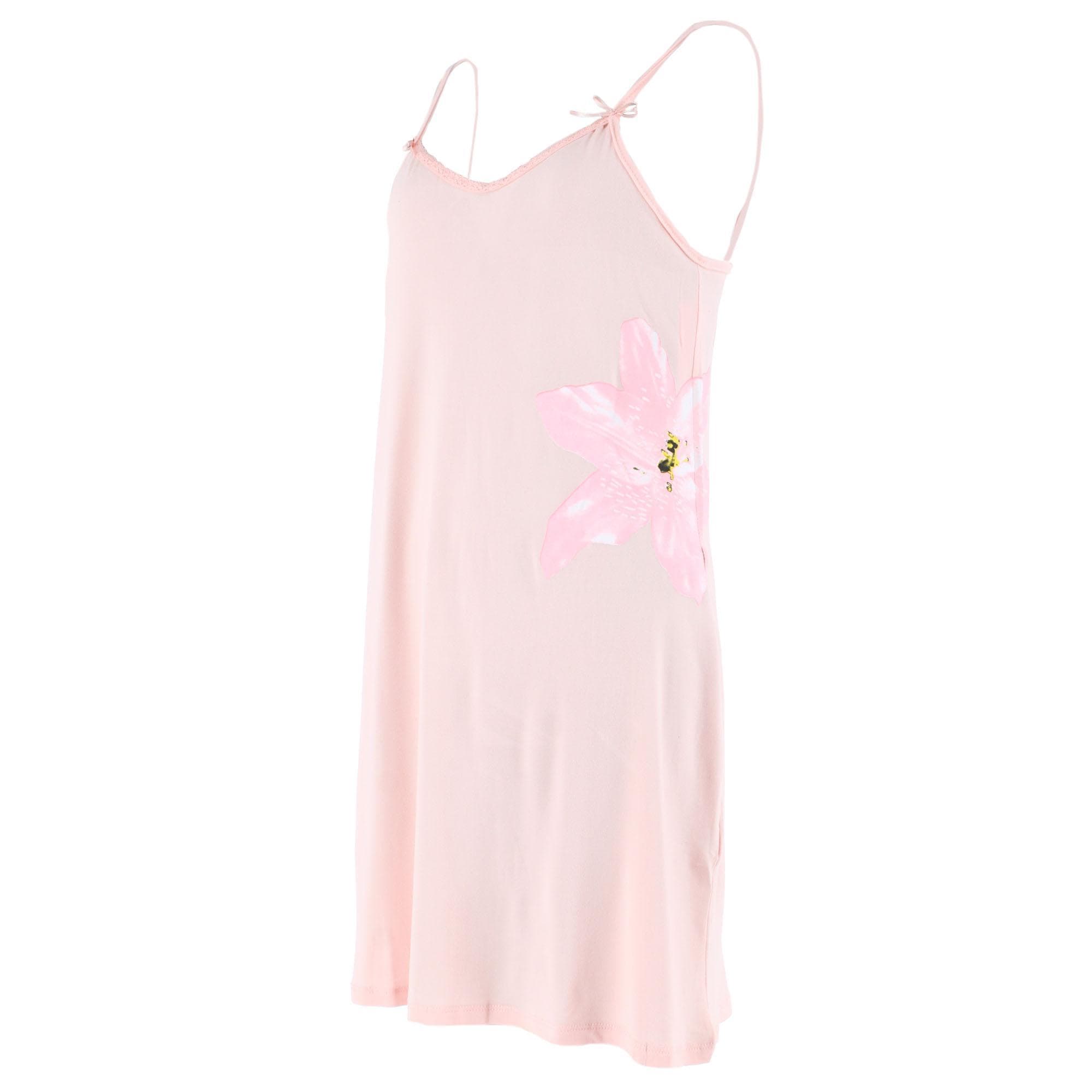CTM® Women's Hibiscus Chemise Nightgown with Lace Edge - Light Pink
