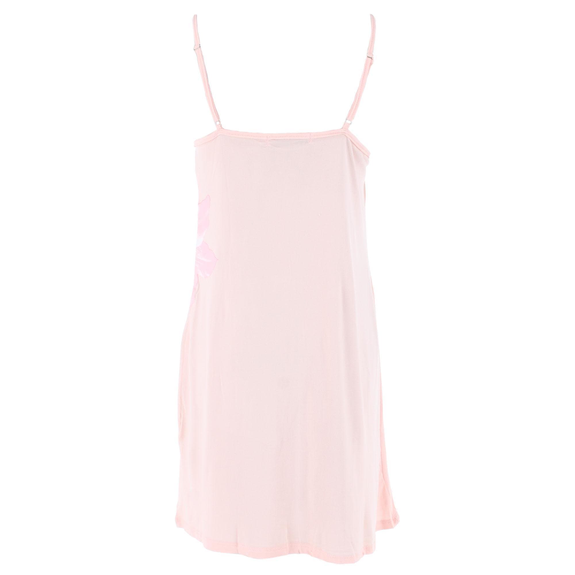 CTM® Women's Hibiscus Chemise Nightgown with Lace Edge - Light Pink