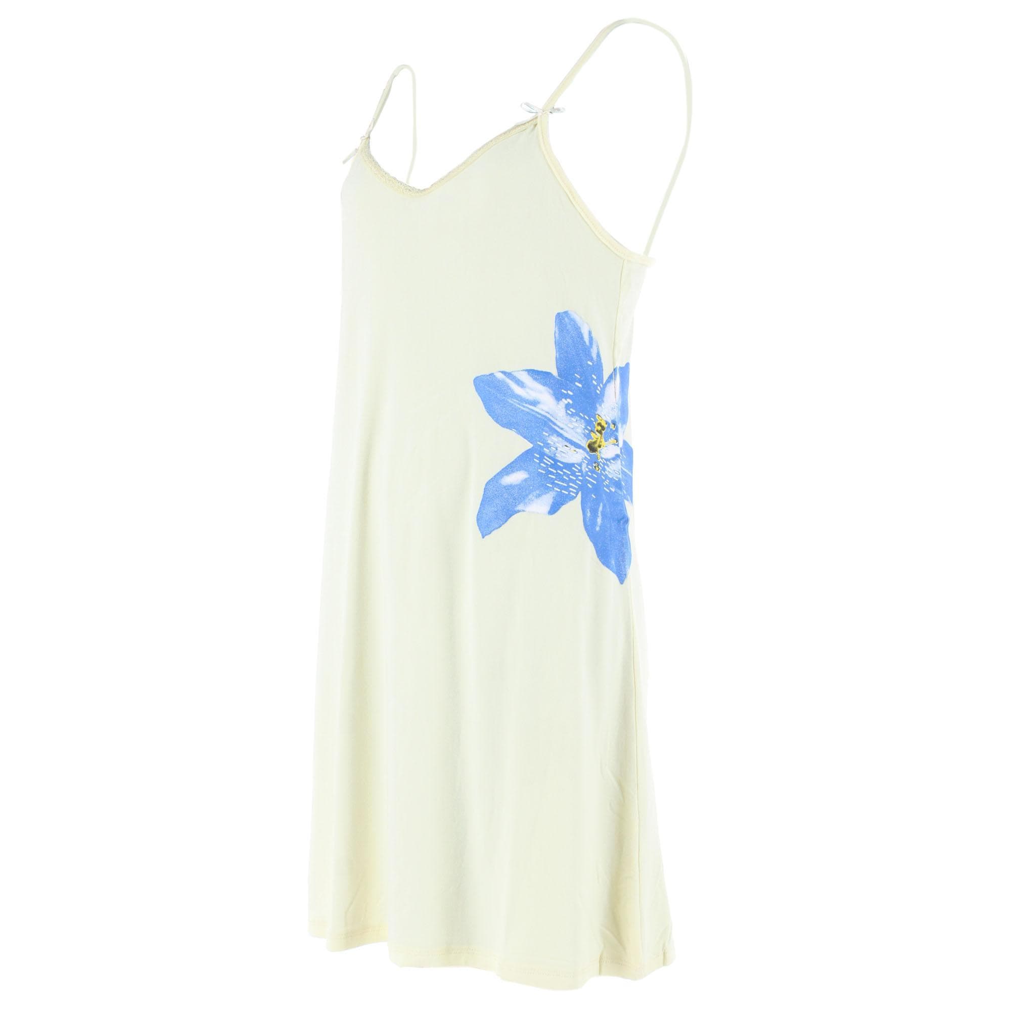 CTM® Women's Hibiscus Chemise Nightgown with Lace Edge - Light Yellow