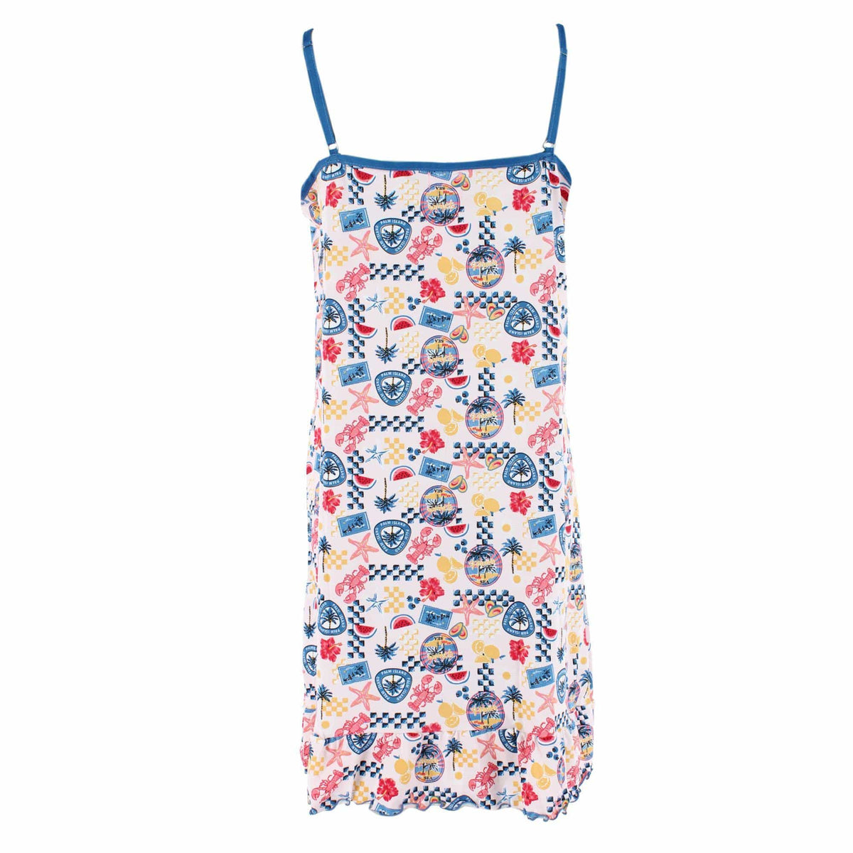 CTM® Women's Sleeveless Vacation Print Chemise Nightgown by Emme Jordan - Lobster/Lemon
