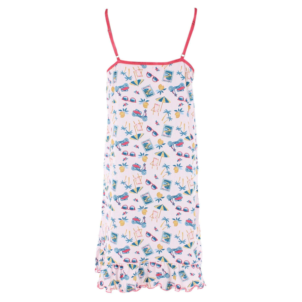 CTM® Women's Sleeveless Vacation Print Chemise Nightgown by Emme Jordan - Beach Stamp