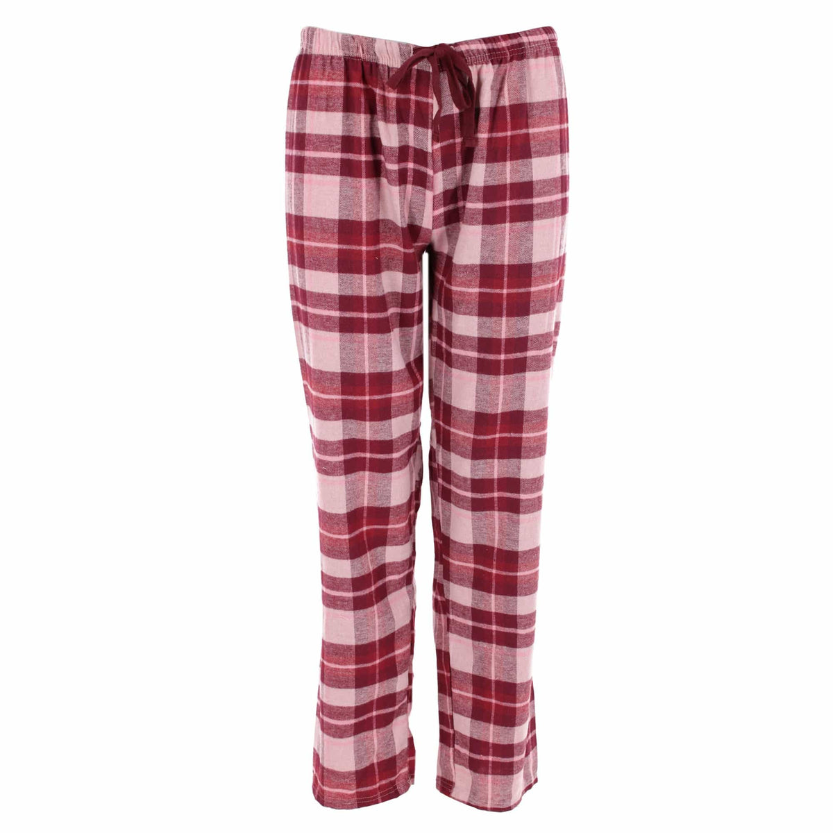 CTM® Ladies 2 Piece Thermal Henley Plaid Long Pajama Set by un-bearably cute - Burgundy