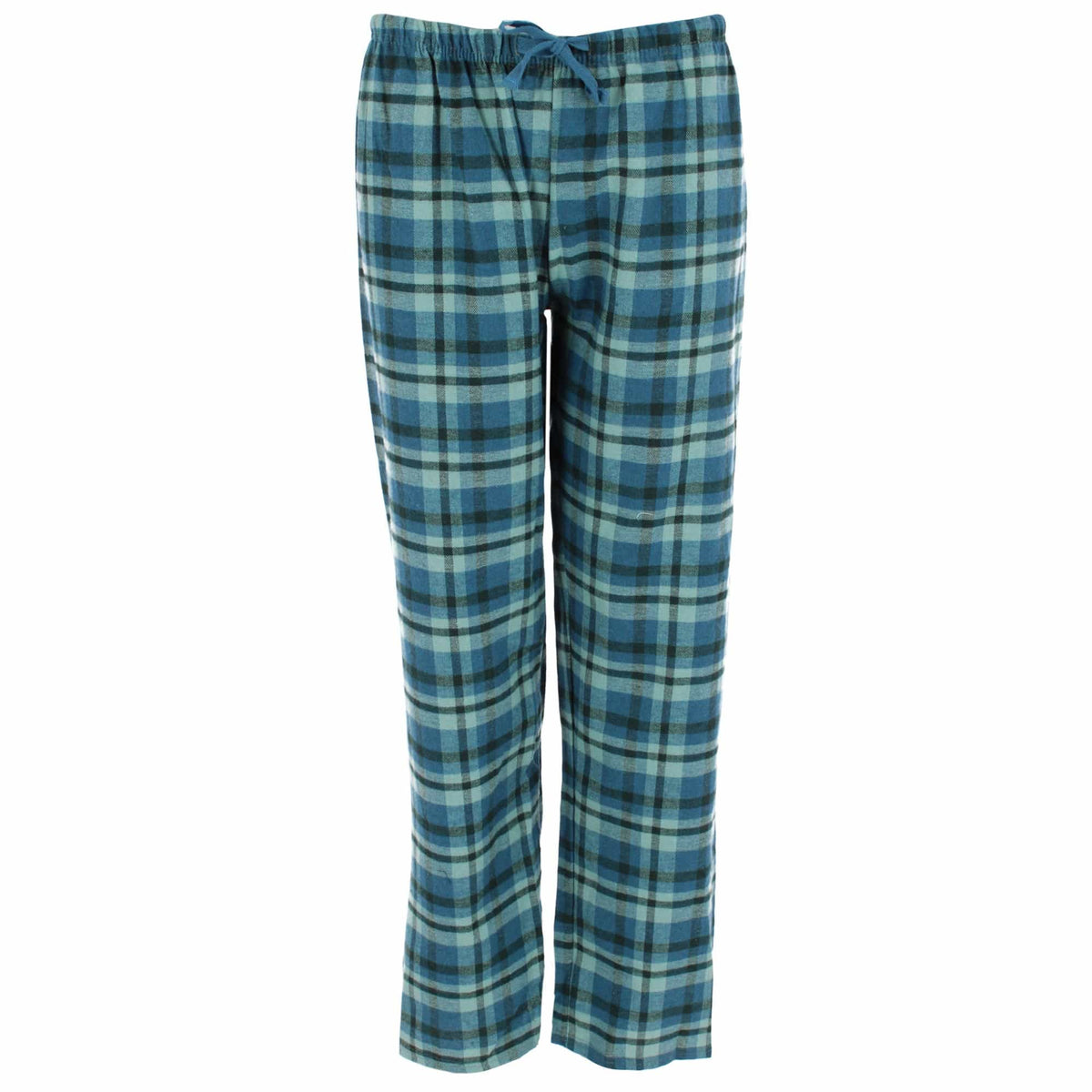 CTM® Ladies 2 Piece Thermal Henley Plaid Long Pajama Set by un-bearably cute - White/Teal