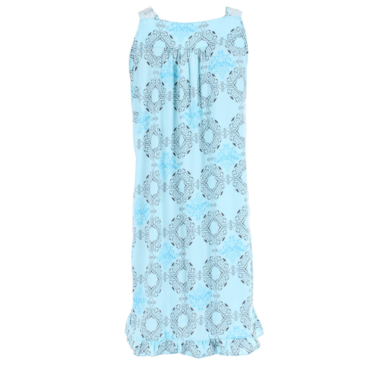 Emily Stacy Women's French Medallion Sleeveless Nightgown - Blue