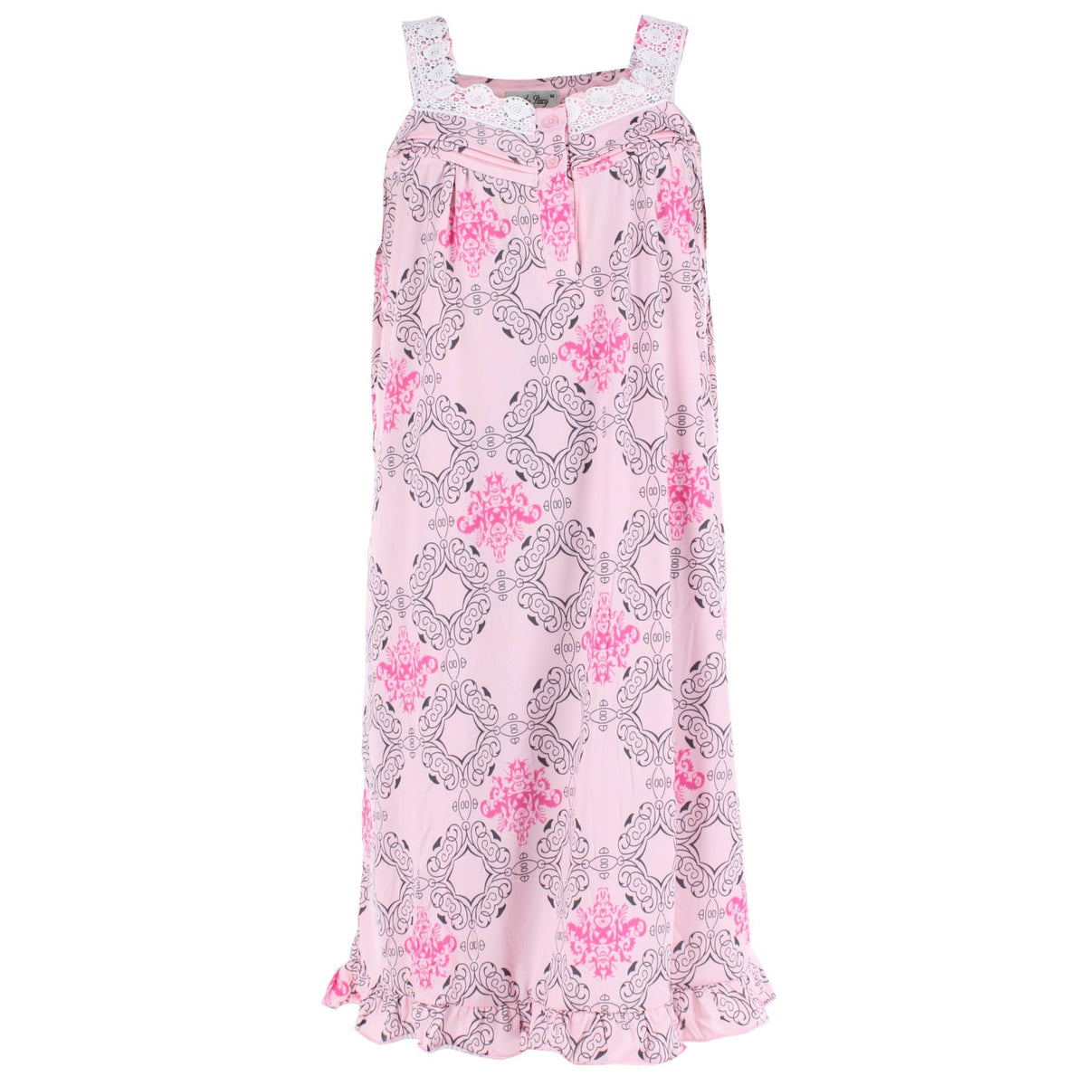Emily Stacy Women's French Medallion Sleeveless Nightgown