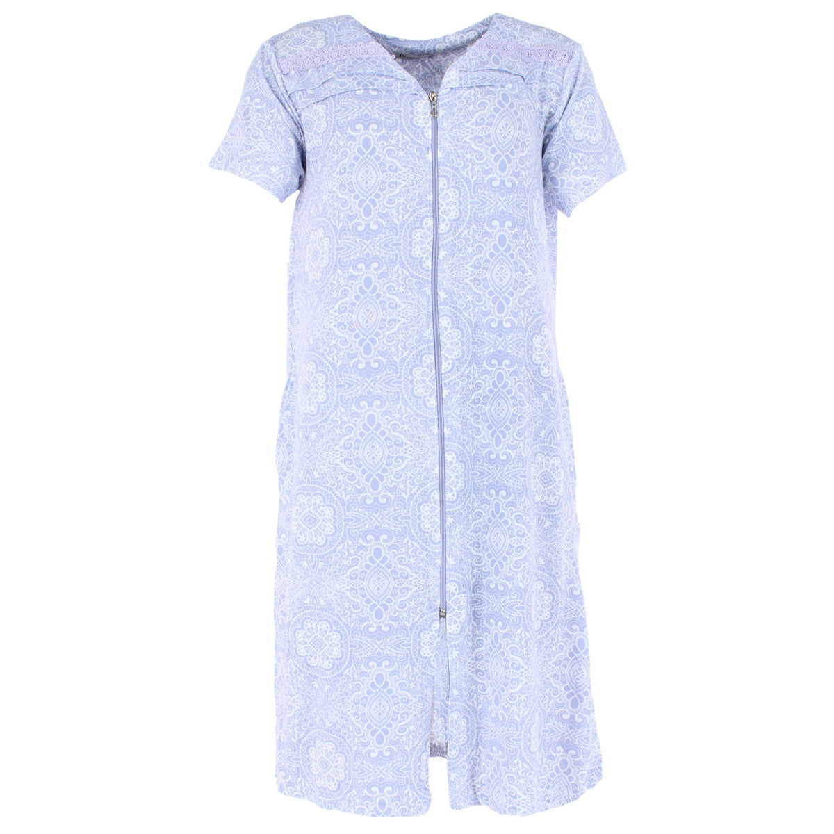 Joan Vass Women's Damask Zip-Up Duster Gown