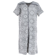 Women's Damask Zip-Up Duster Gown