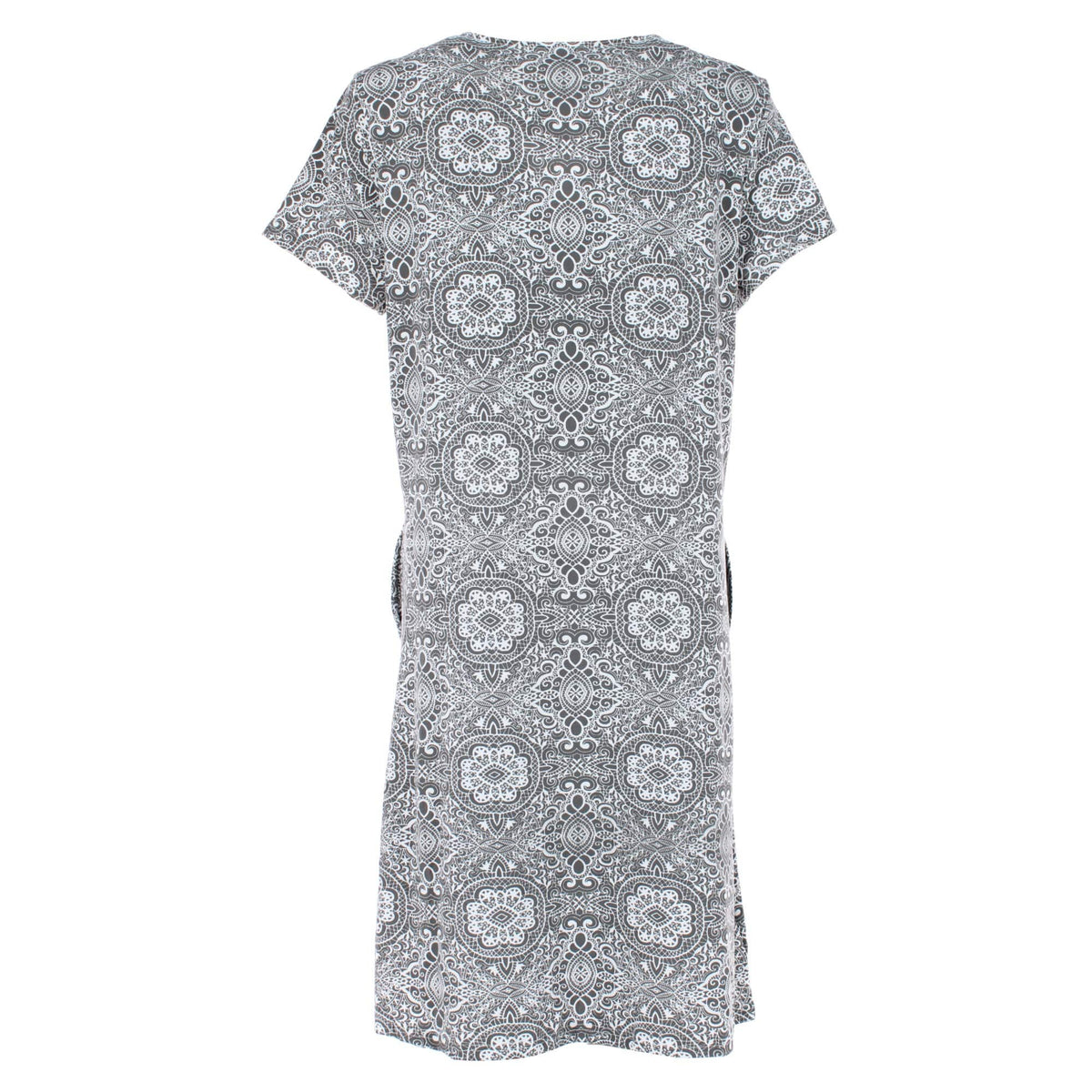 Joan Vass Women's Plus Size Damask Zip-Up Duster Gown - Grey