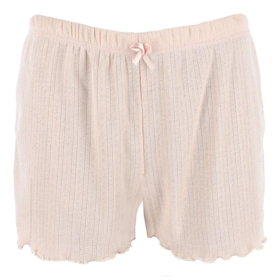 Love to Sleep Ladies Pointelle 2 Piece Pajama Short Set - Beige