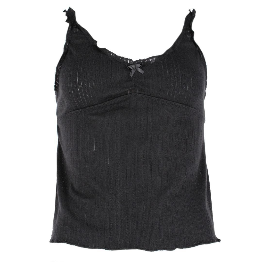 Love to Sleep Ladies Pointelle 2 Piece Pajama Short Set - Black
