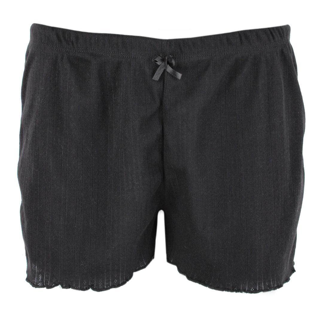 Love to Sleep Ladies Pointelle 2 Piece Pajama Short Set - Black