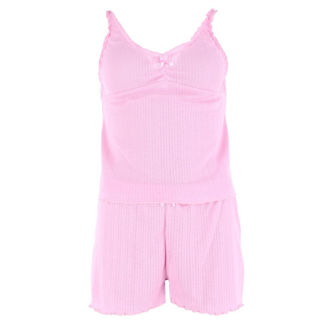 Love to Sleep Ladies Pointelle 2 Piece Pajama Short Set - Pink