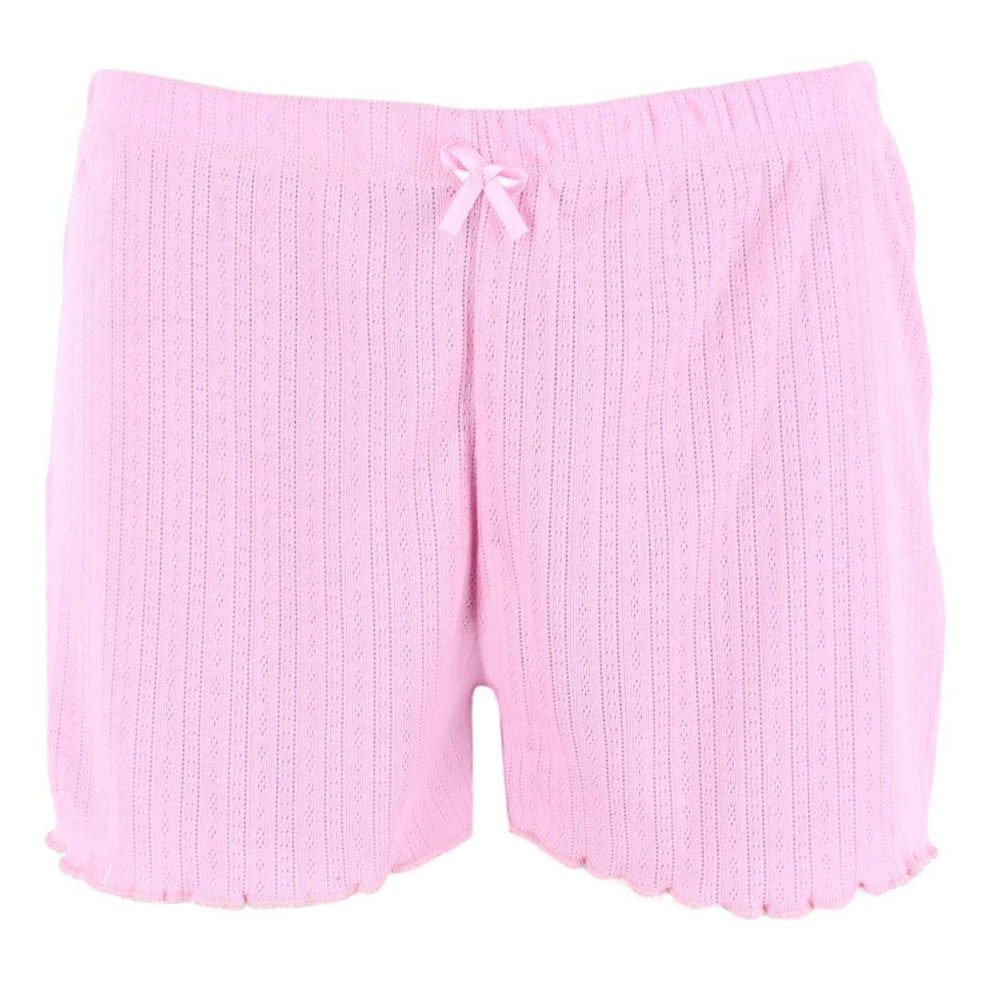 Love to Sleep Ladies Pointelle 2 Piece Pajama Short Set - Pink