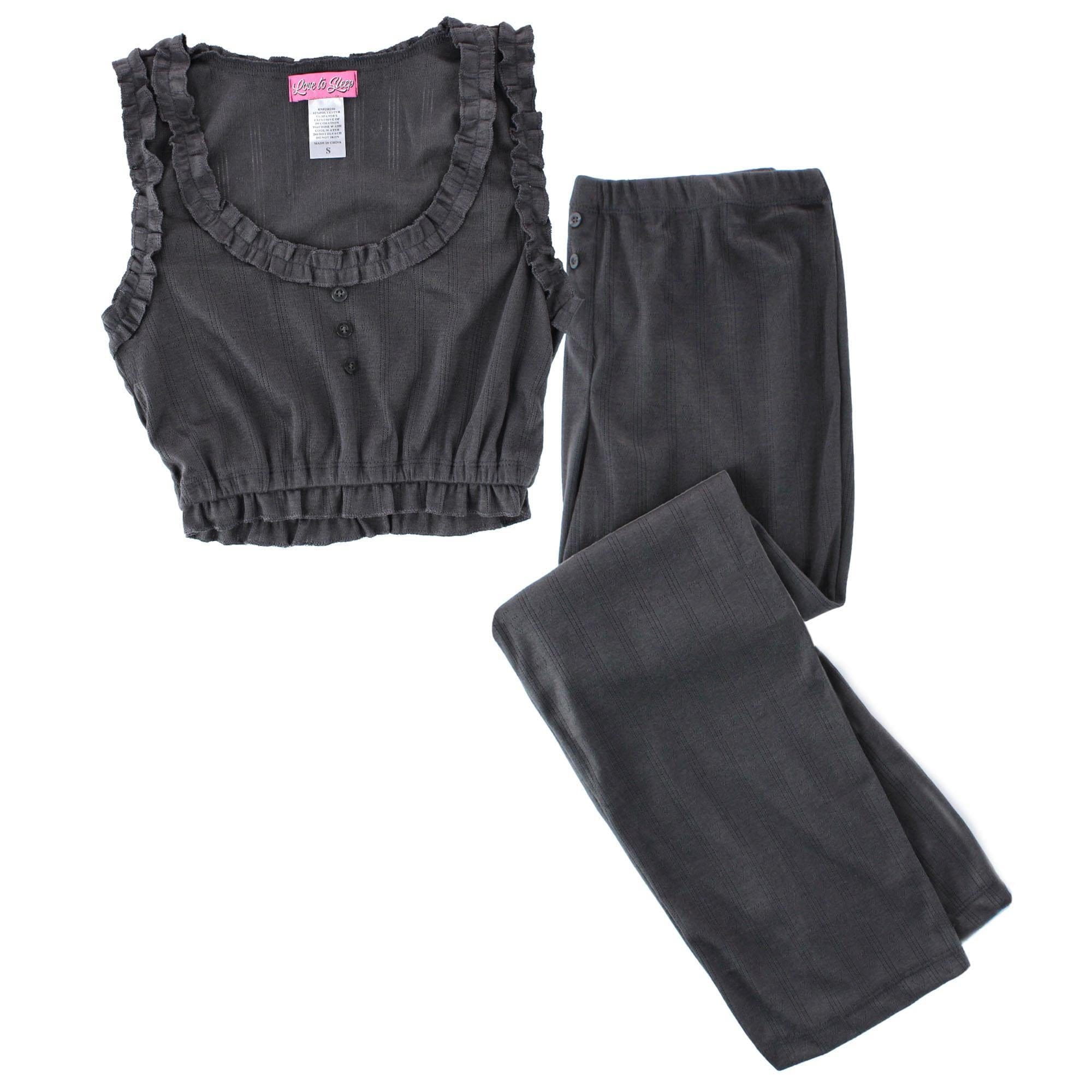 Love to Sleep Ladies Pointelle Crop Tank Pajama Set