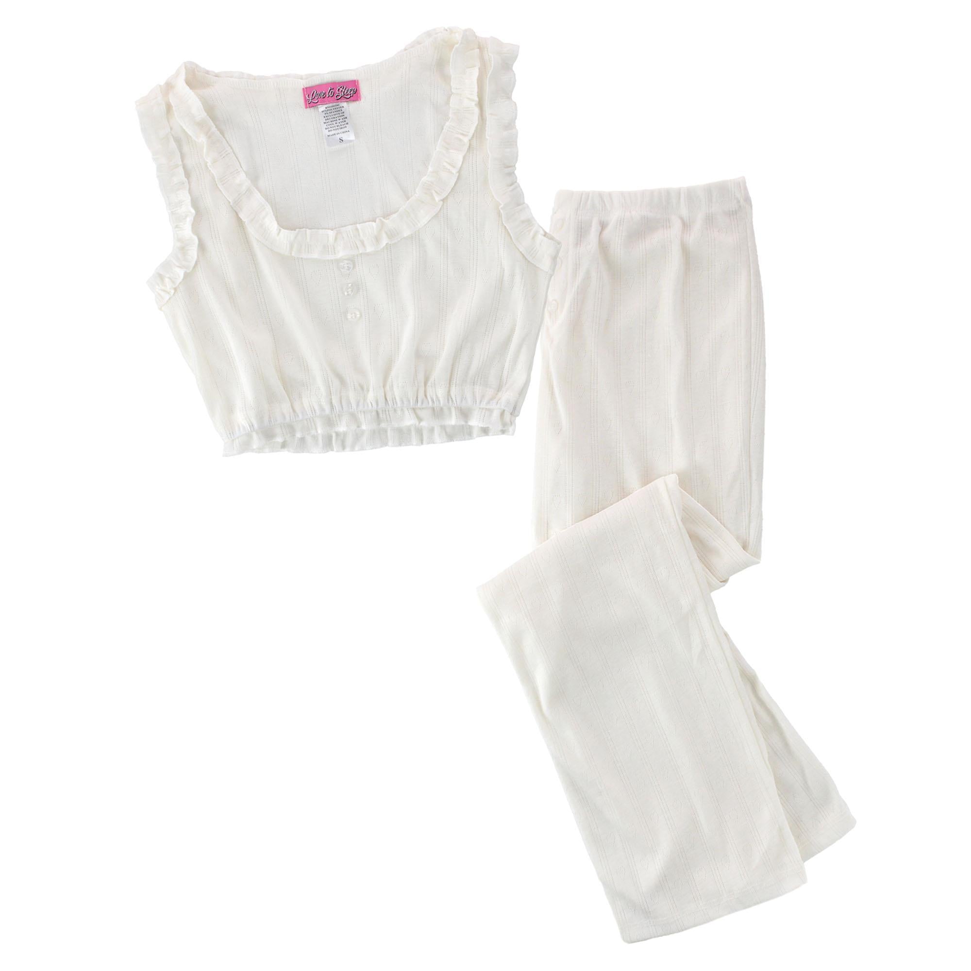 Love to Sleep Ladies Pointelle Crop Tank Pajama Set