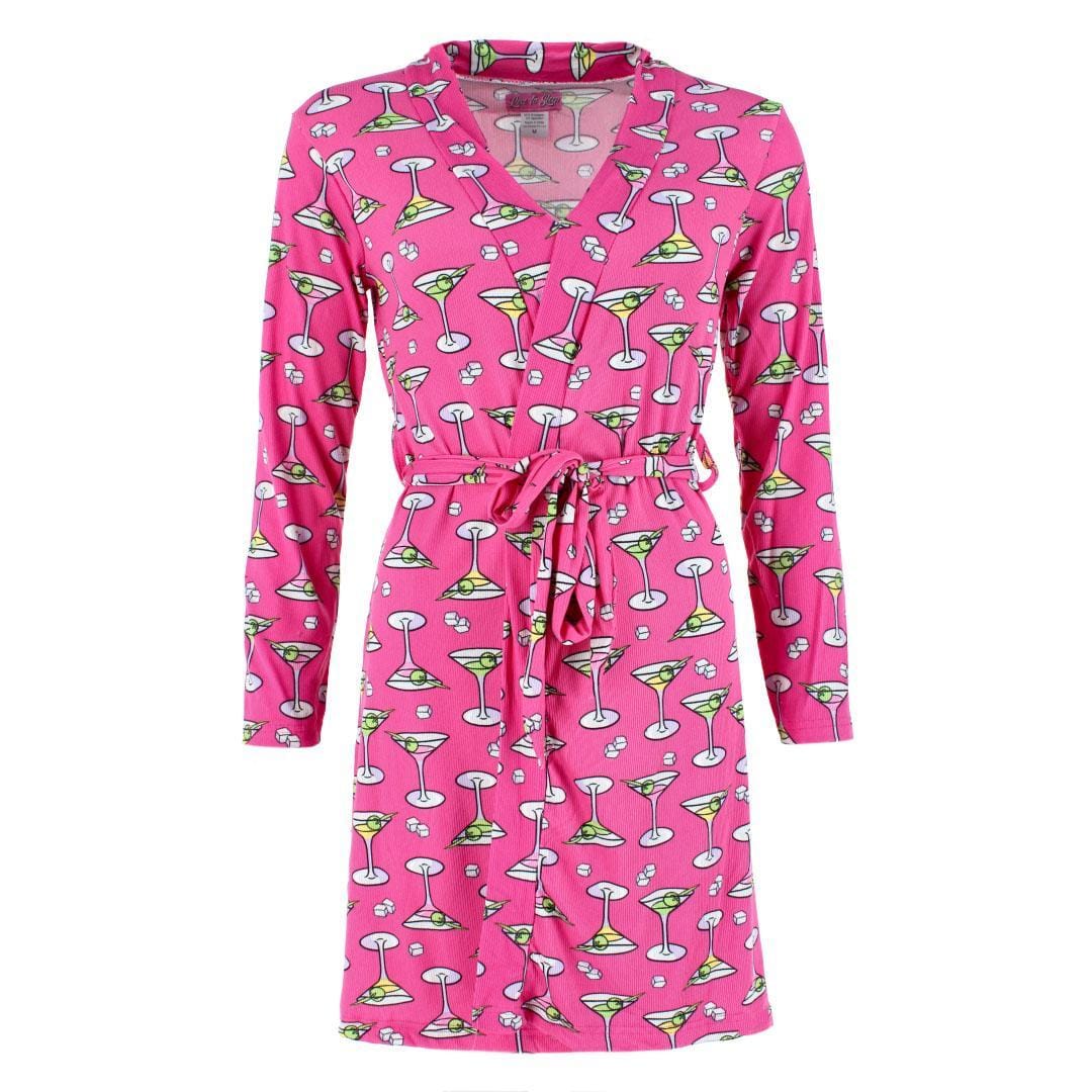 Love to Sleep Women's Martini Robe Lounge Set - Hot Pink