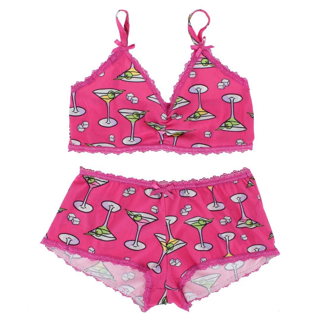 Love to Sleep Women's Martini Robe Lounge Set - Hot Pink