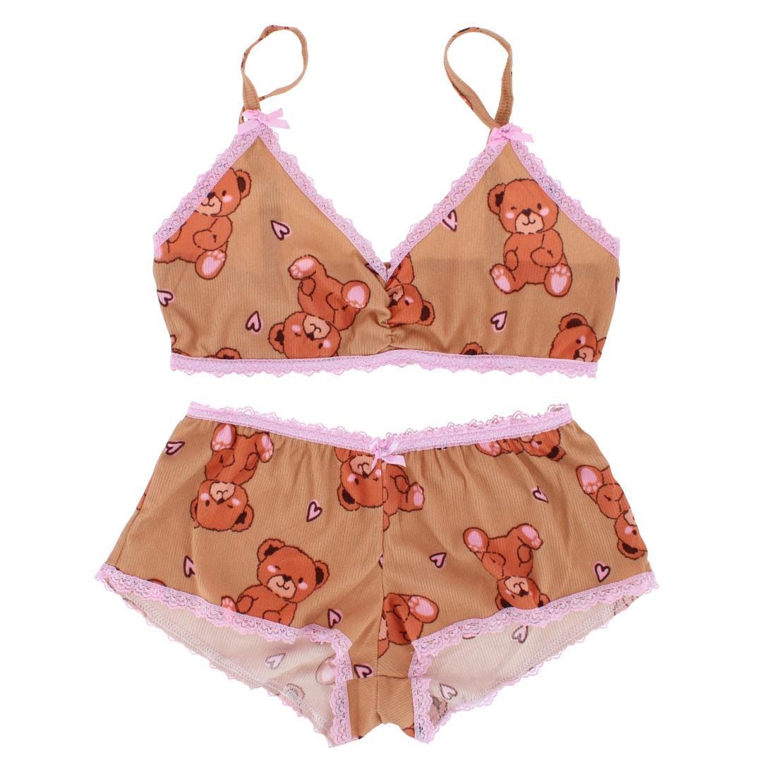 Love to Sleep Women's Teddybear Robe Lounge Set - Tan