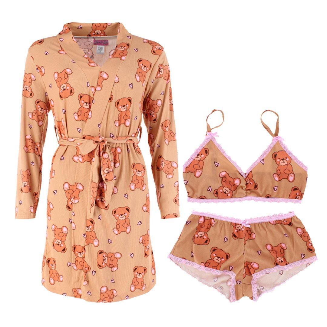 Love to Sleep Women's Teddybear Robe Lounge Set - Women's Teddybear Robe Lounge Set