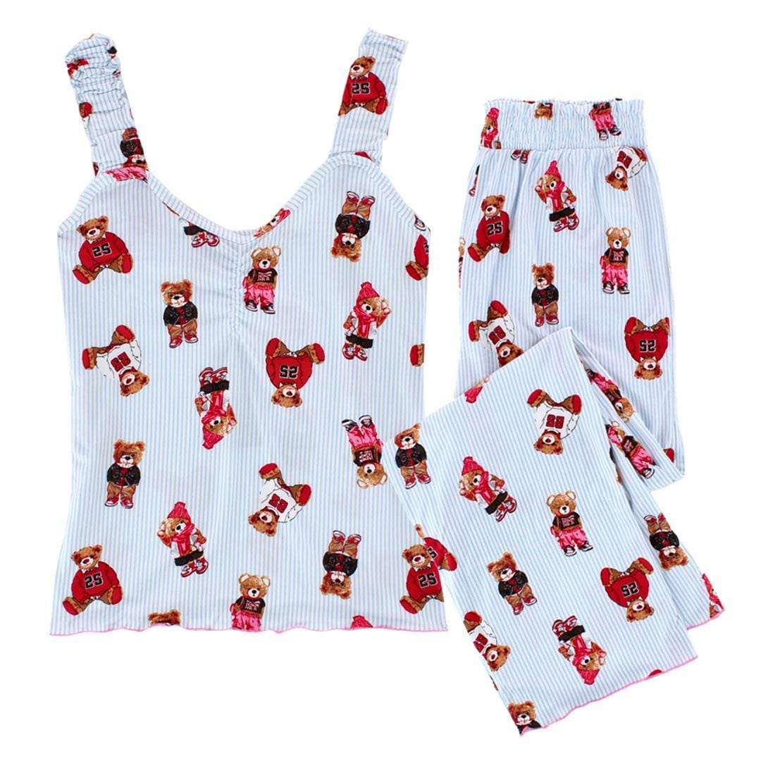 un-bearably cute Ladies Ruffle Tank Teddy Bear Pajama Set