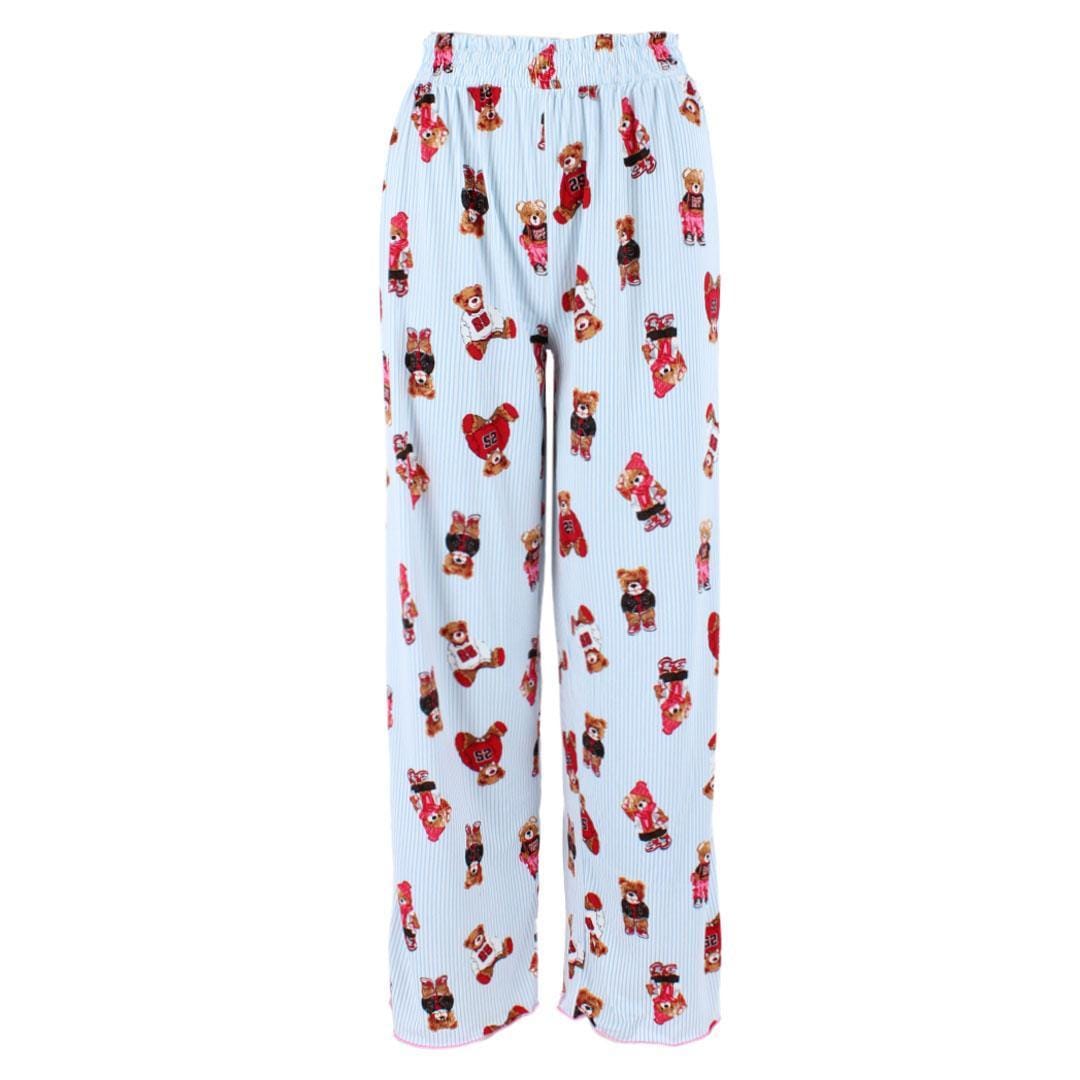 un-bearably cute Ladies Ruffle Tank Teddy Bear Pajama Set - Blue